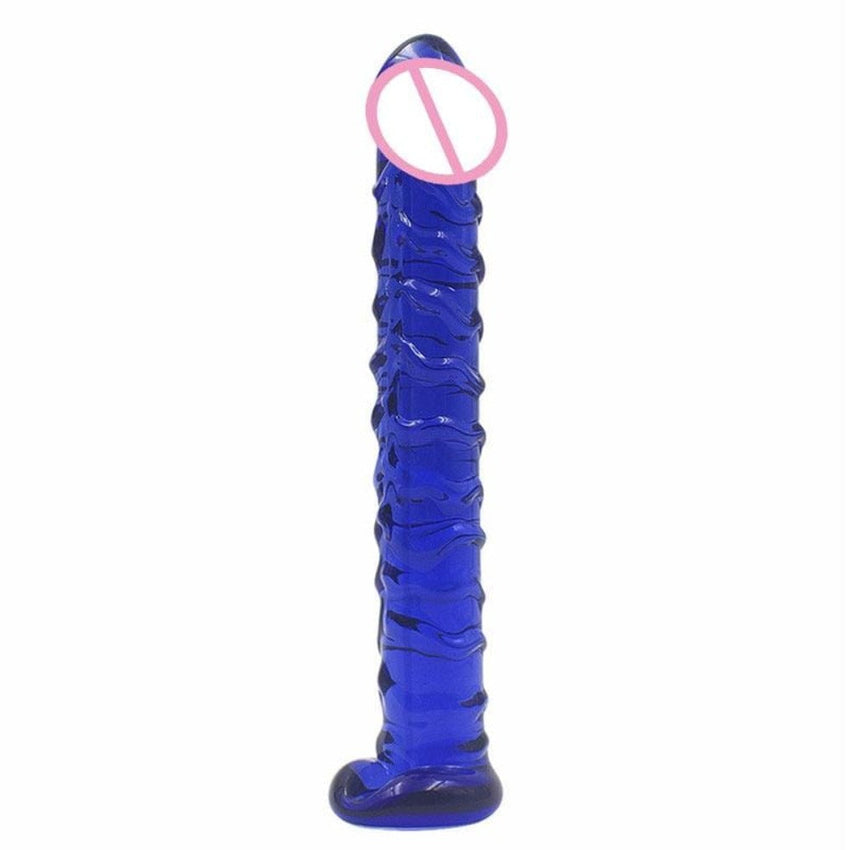 Erotic Spiral Threads Blue Glass DIldo