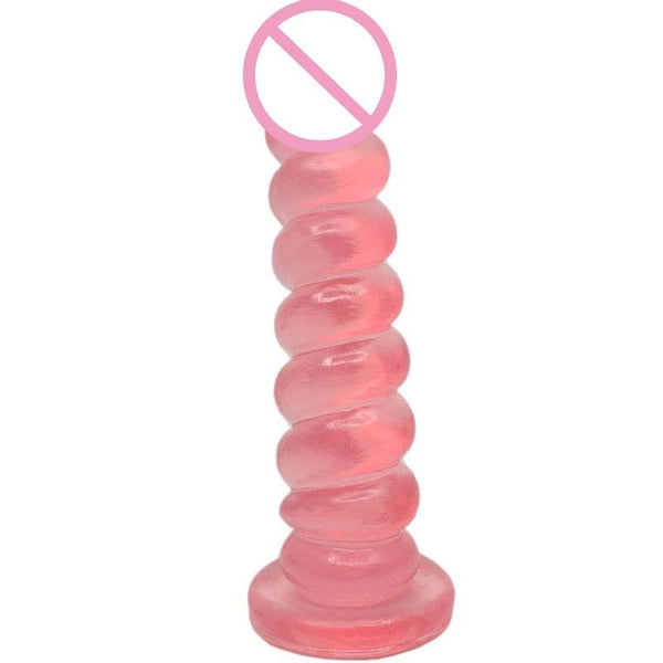 Pink Jelly Spiral Mountable Suction Cup Dildo