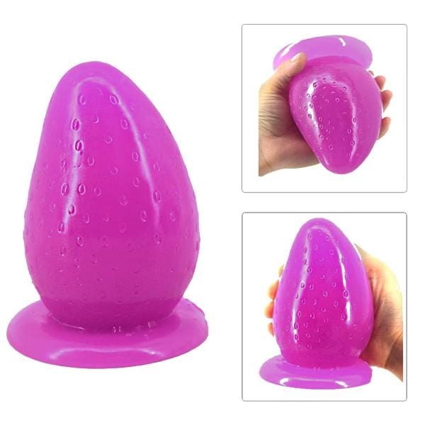 Purple Strawberry Anal Dildo With Suction Cup