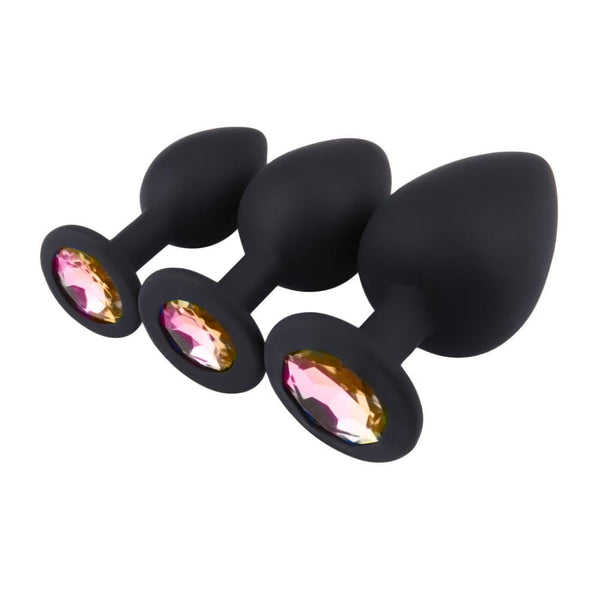 Jeweled Silicone Butt Plug Set (3 Piece)