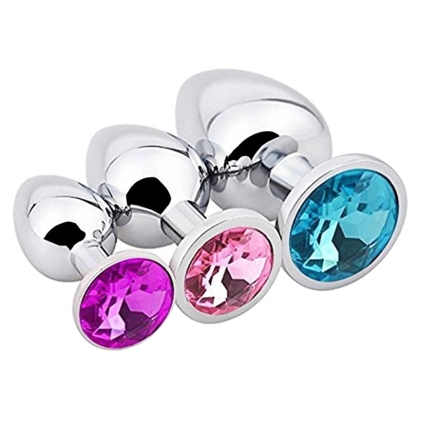 Steel Tear-Drop Jeweled Butt Plug Set (3 Piece)