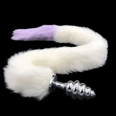 31' Stainless & Silicone White and Purple Tail Plug