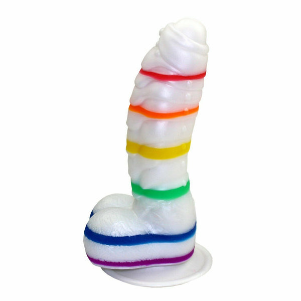 Scaly Rainbow Stripes Dildo With Suction Cup